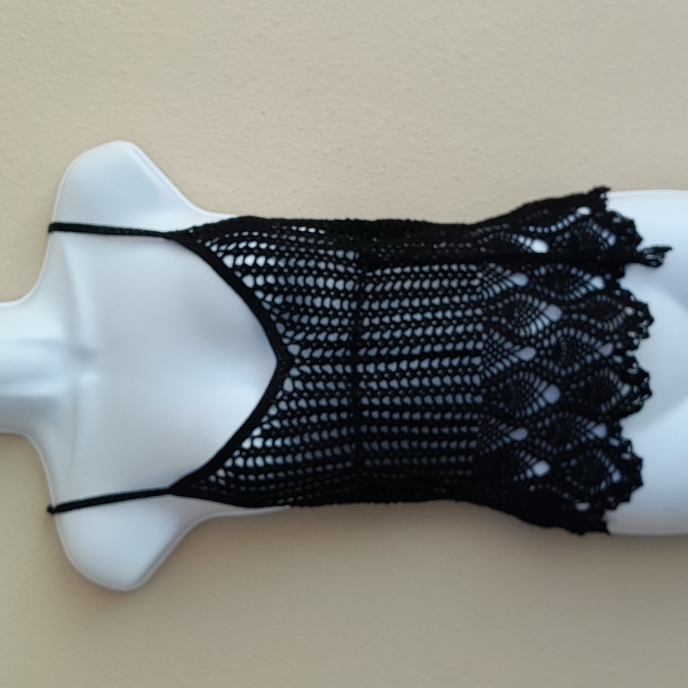 Jill Stuart black crochet embroidered black top - Picture 2 of 7